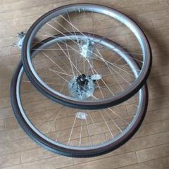 27インチ前後輪セットシングルギア完組ホイールタイヤセット ポイント15% パンクしない 自転車 タイヤホイールセット 後輪