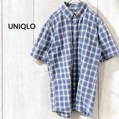 【ユニクロUNIQLO】チェック柄ボタンダウンシャツ　半袖　コットン　M