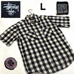 ステューシー OLD STUSSY チェック柄 半袖シャツ L ボタン