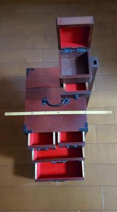 お針箱　小物入れ　アンティーク　昭和　レトロ　物差し付き