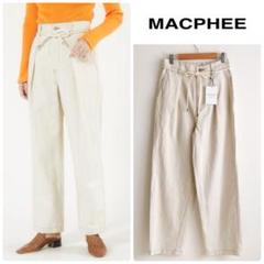 新品タグ付きMACPHEE コットンリネンデニム ワンタックストレートパンツ