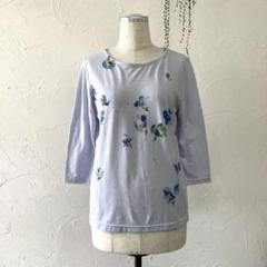サニークラウズ♡水彩な花柄デザインラベンダー色バックタックカットソーのサムネイル