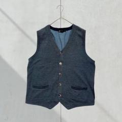 3226【23区HOMME】ベスト　ノースリーブ　ボタン　４８　ブルー　重ね着