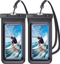 そう　防水ケース IPX8 完全防水 ブラック スマホケース　2つ　首掛け