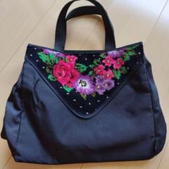 Old Rose 花柄刺繍 トートバッグ