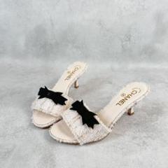 Chanel tweed bow sandals