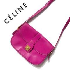 celine セリーヌ ピンク　レザー　ショルダーバッグ ガンチーニ ロゴ celine セリーヌ ピンクレザーショルダーバッグ ガンチーニ ロゴ