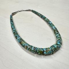 【ナバホ族刻印】 Sterlingターコイズビーズネックレス