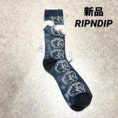 新品 リップンディップ ソックス 靴下 ロング ロゴ ネコ ストリートのサムネイル