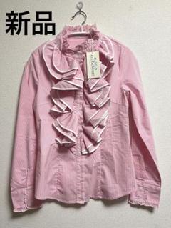 【新品タグ付き】 ELLA & CHERRY フリルブラウス ストライプ ピンク