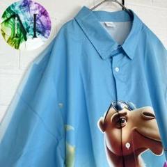 新品　未使用　ラクダ　アロハ　シャツ　メンズ　動物　青　キャラクター　アニメ