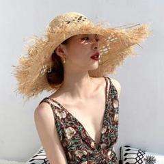 新品 ざっくり編み ストローハット 麦わら帽子