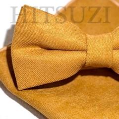 蝶ネクタイ マスタード 黄色 チーフ 小物 結婚式 披露宴 vg6