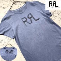 ✨RRL/デカロゴ✨ 背面プリント クルーネック Tシャツ ネイビーブルー M