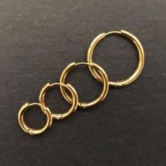フープ ピアス ステンレス アレルギー リングピアス ゴールド 両耳 A063