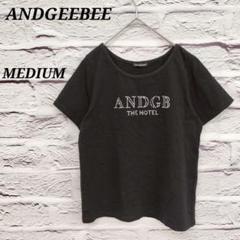 R4979 アンジービー【MEDIUM】半袖Tシャツ ロゴプリント コットン 黒