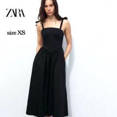 ZARA ザラ ミディ ボリュームワンピース キャミワンピ ブラック　XS