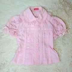 旧タグ Angelic Pretty はしごレース 半袖 ブラウス ピンク 旧タグ Angelic Pretty はしごレース 半袖 ブラウス ピンク