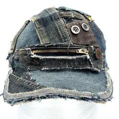 【上品】 Vintage ジッパー ツギハギ デニム キャップ 再構築 リメイク 帽子