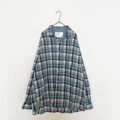 グレーテス 3L 長袖シャツ チェック 水色 カジュアル コットン 大きいサイズ