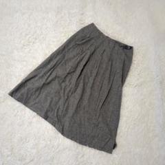 Le minor 綿×麻　ミモレ丈　チェックスカート　バックル合皮　38 グレー