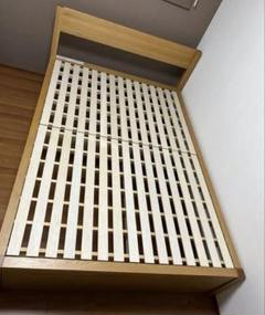 無印良品（MUJI）木製ベッドフレーム・ダブル　ヘッドボード付ベッド下収納×2付