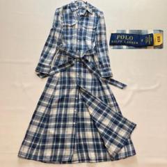近年美品　ポロラルフローレン　シャツワンピース　ベルト　マキシ　丈123 近年美品 ポロラルフローレン シャツワンピース ベルト マキシ