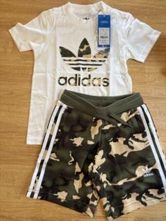 アディダス 新品 半袖 セットアップ 110 カモ柄Tシャツ ショートパンツ