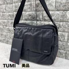 美品 TUMI トップジップ フラップ クロスボディー レザー ビジネス 黒