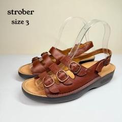 【美品】strober ストロバー　レザー　サンダル（22.5）3連ベルト　茶