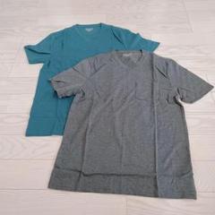 メンズ Tシャツ 2枚組 グレー ネイビー 無地 シンプル Vネック 半袖
