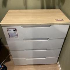 【美品・アイリスオーヤマ】木目天板HG-7244 4段チェスト ホワイト/木目 美品・アイリスオーヤマ】木目天板HG-7244 4段チェスト ホワイト
