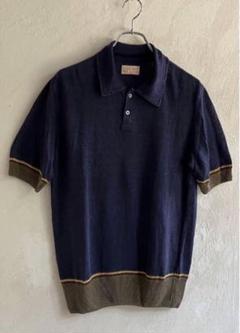 BEAMS F リネンコットン ボーダーニットポロシャツ イタリア製 BEAMS F リネンコットン ボーダーニットポロシャツ イタリア製