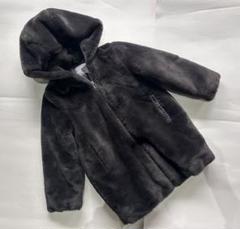 【超美品•7Y • 122cm】ZARAフェイクファーフード付コート•グレー