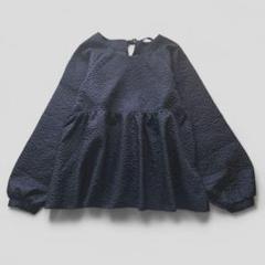 1587y美品 ブルレア ジャガードペプラムブラウス グレー 日本製