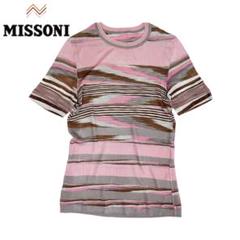 03T549☆ MISSONI マルチカラー 薄手 半袖 ニット トップス 春夏