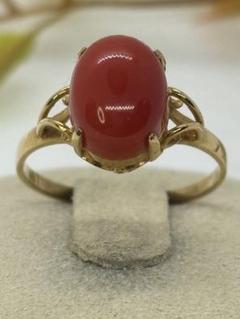 K14 YG 珊瑚(サンゴ) アクセサリー大粒リング指輪総重量6.69g