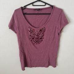 max mara ピンクパープル　ビジュー　薄手 Tシャツ　カットソー
