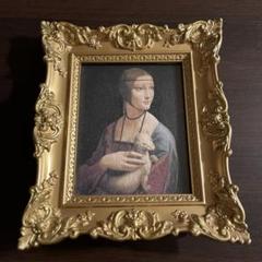 レオナルド・ダ・ヴィンチ絵画、油彩８号、白貂を抱く貴婦人、高級額縁、肉筆。 絵画、油彩、8号レオナルド・ダ・ヴィンチ白貂を抱く貴婦人