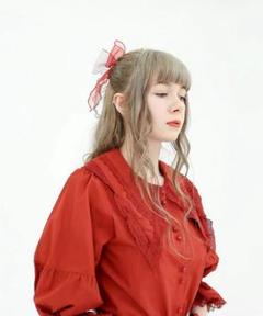 ペルラネルオストリカ　コットンパフブラウス　レッド
