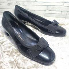 【訳アリ美品】 フェラガモ 22.5㎝ 5 オールブラック パンプス ヴァラ Salvatore Ferragamo(サルヴァトーレフェラガモ) パンプス