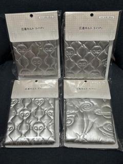 4個セット　セリア　圧着　キルト　宇宙人　エイリアン　シルバー　銀