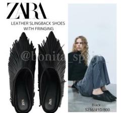 ZARA ●#レザースリングバックフリンジ　37