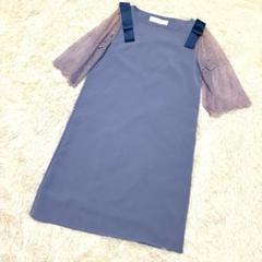 tocco closet 肩リボン 袖レース 膝丈ワンピース 上品
