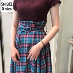 SNIDEL/チェック柄 フレアスカート ロングスカート 水色ピンク Sサイズのサムネイル