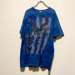 アメリカ古着　00s タイダイ　イーグル　星条旗　半袖　Tシャツ　Q108