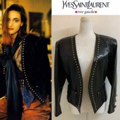 YVES SAINT LAURENT フランス製 スタッズ ラムレザージャケット
