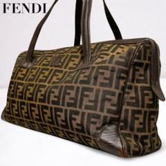 【正規品】FENDI フェンディ ズッカ ボストンバッグ FFロゴ 茶 男女兼用