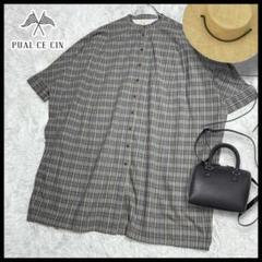 ピュアルセシン PUAL CE CIN チェック 7分袖 チュニック バルーン