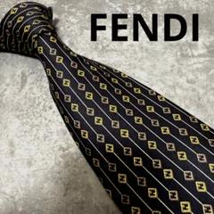 FENDI フェンディ ネクタイ ズッカ柄 ブルー ブラック 名作 美品 FENDI フェンディ ネクタイ 高 極大ズッカ柄